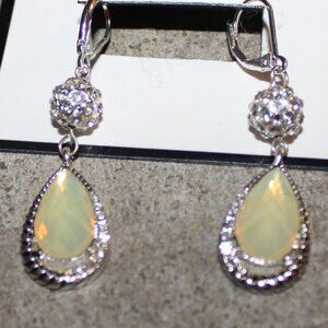 Dana Buchman Opal and Diamond Costume Drop Earrings Jewelry for Pierced Ears